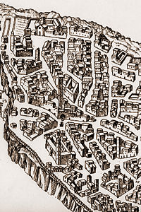 Mappa secentesca che mostra la Cava tra San Giovanni e San Giovenale